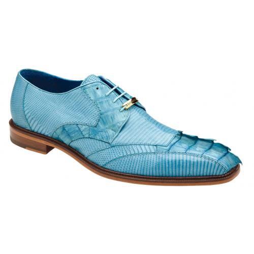 Belvedere "Valter" Summer Blue Genuine Caiman Crocodile and Lizard Dress Shoes.